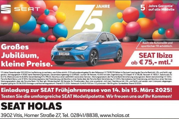 Frühjarhsmesse 14. & 15. März 2025 bei HOLAS in Vitis